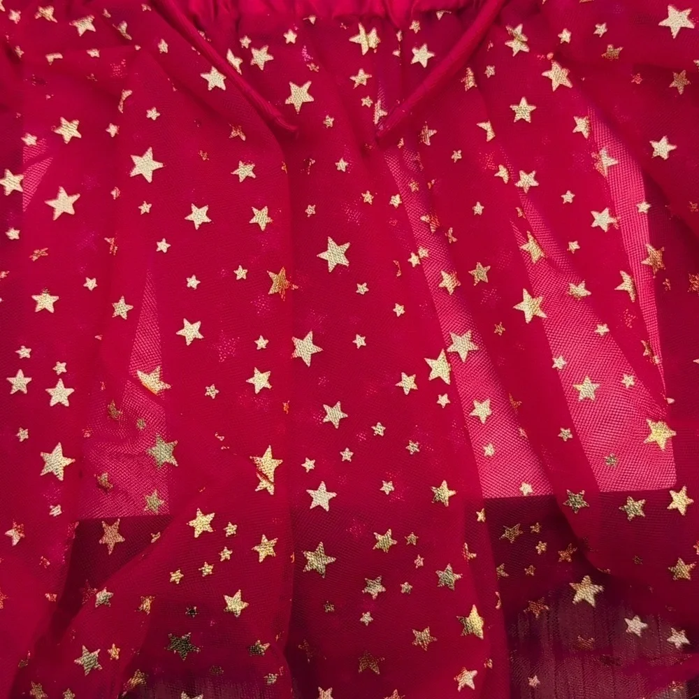 Cat&Jack Dress Up Girls Holiday Reindeer Gold Glitter Head Band And Red Skirt